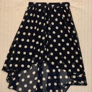 Forever 21 Small Blue and White Polka Dot Hi-Low Skirt